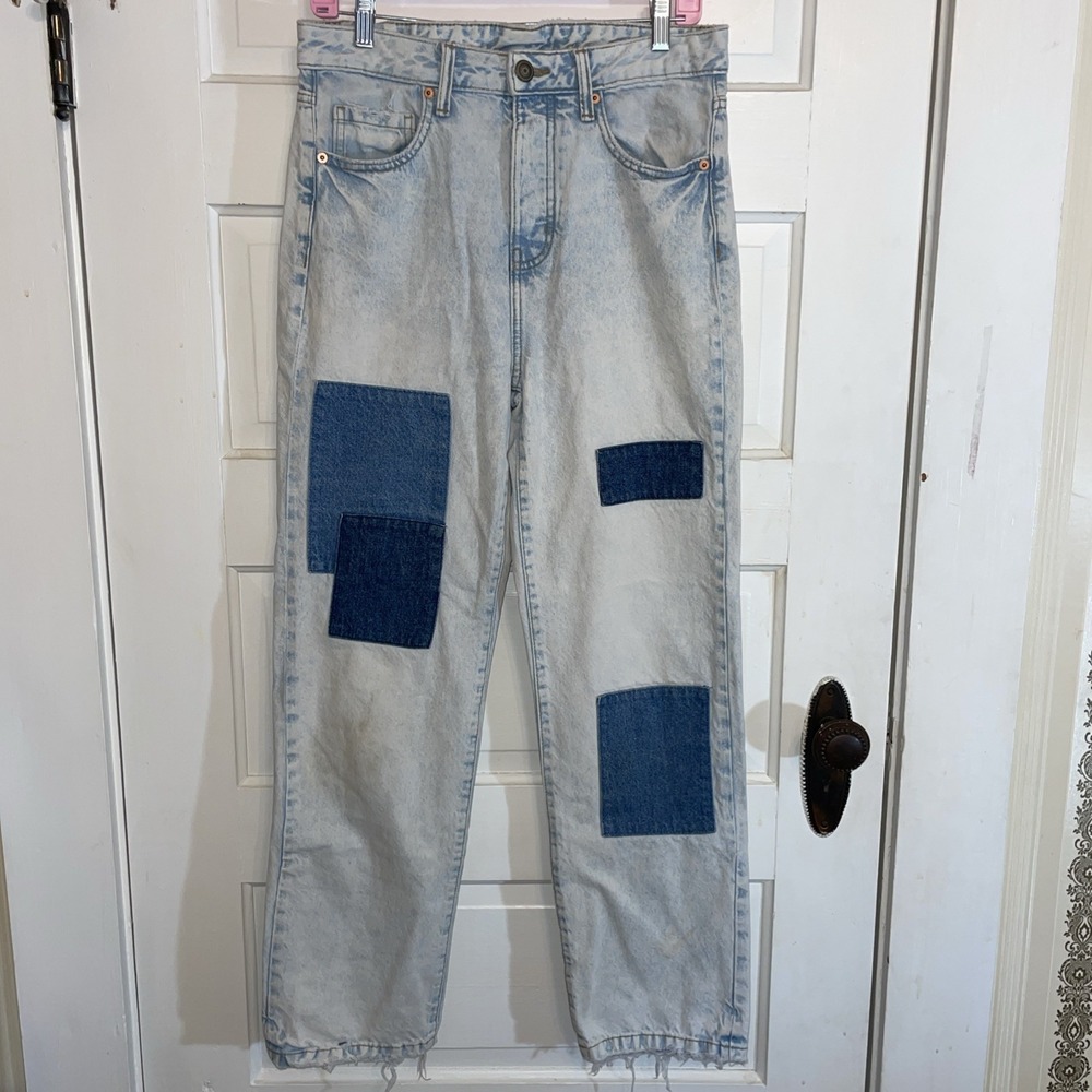 Light Wash Loose Fit Ultrasoft Jeans‎ Patches 28x30 Button Fly Tapered Y2K 2000s